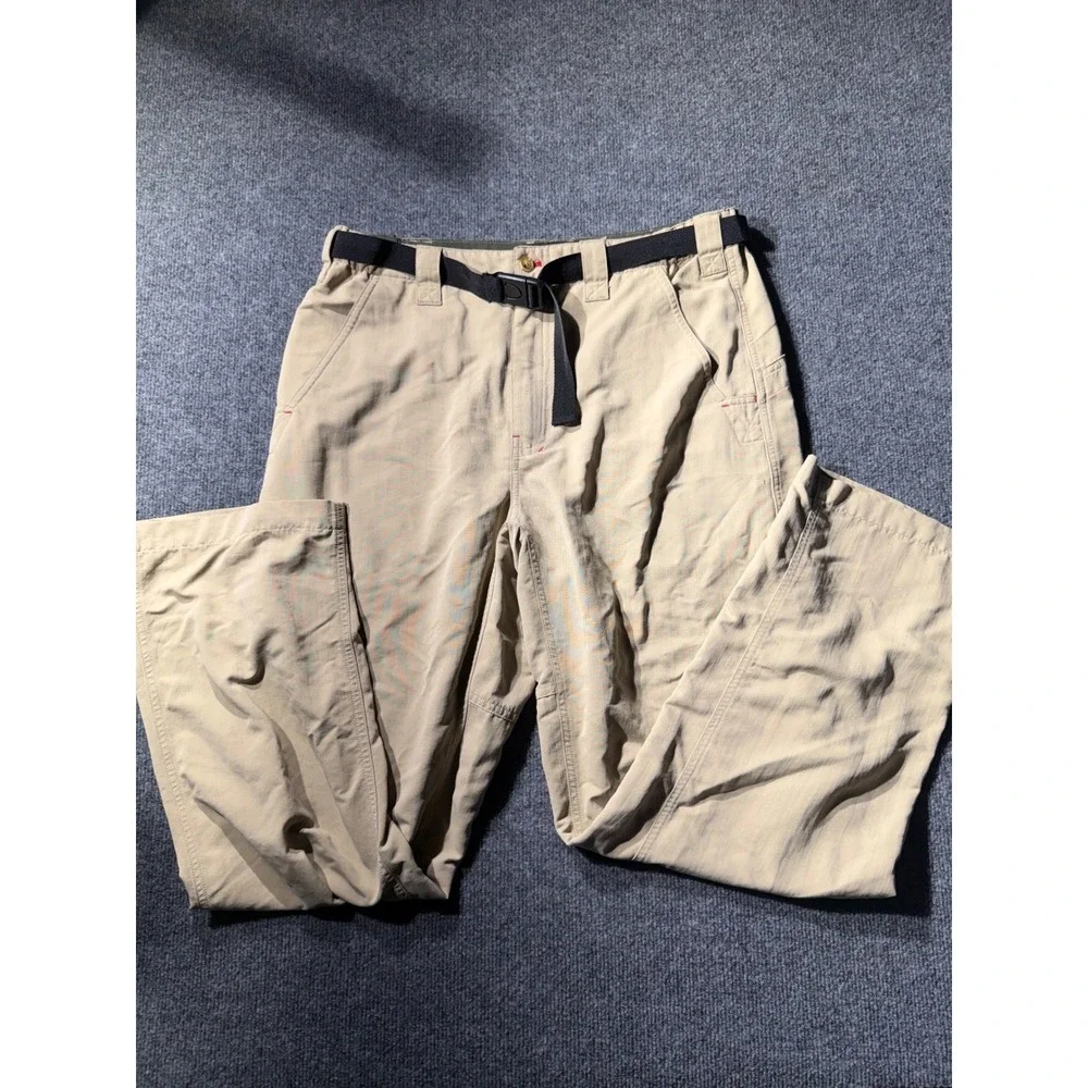 Orvis Trout Bum Mens Medium Khaki Nylon Hiking Fishing PantsIntegrated Belt34x30